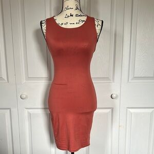 Orange Red Sleeveless Bodycon Mini Dress
